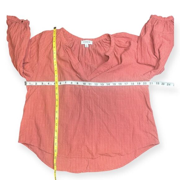 EVEREVE Women’s Burnt Orange Striped Cotton Rayon Peasant Blouse Size Small - Picture 6 of 6